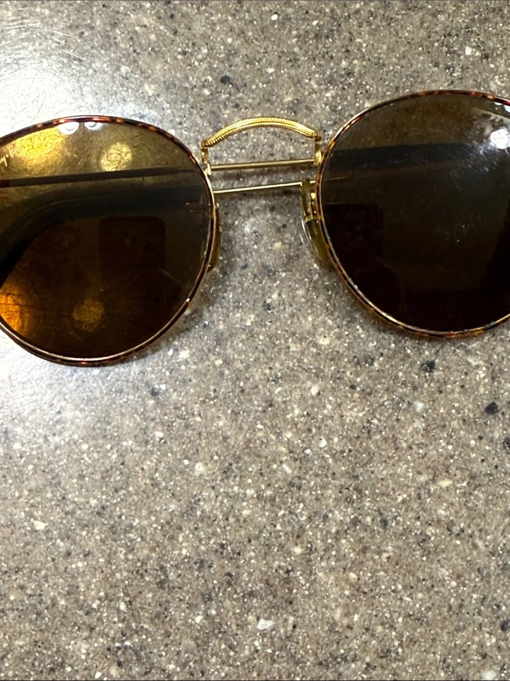 Vintage Ray-Ban Gold and Tortoise Frame Sunglasses with Brown Lenses